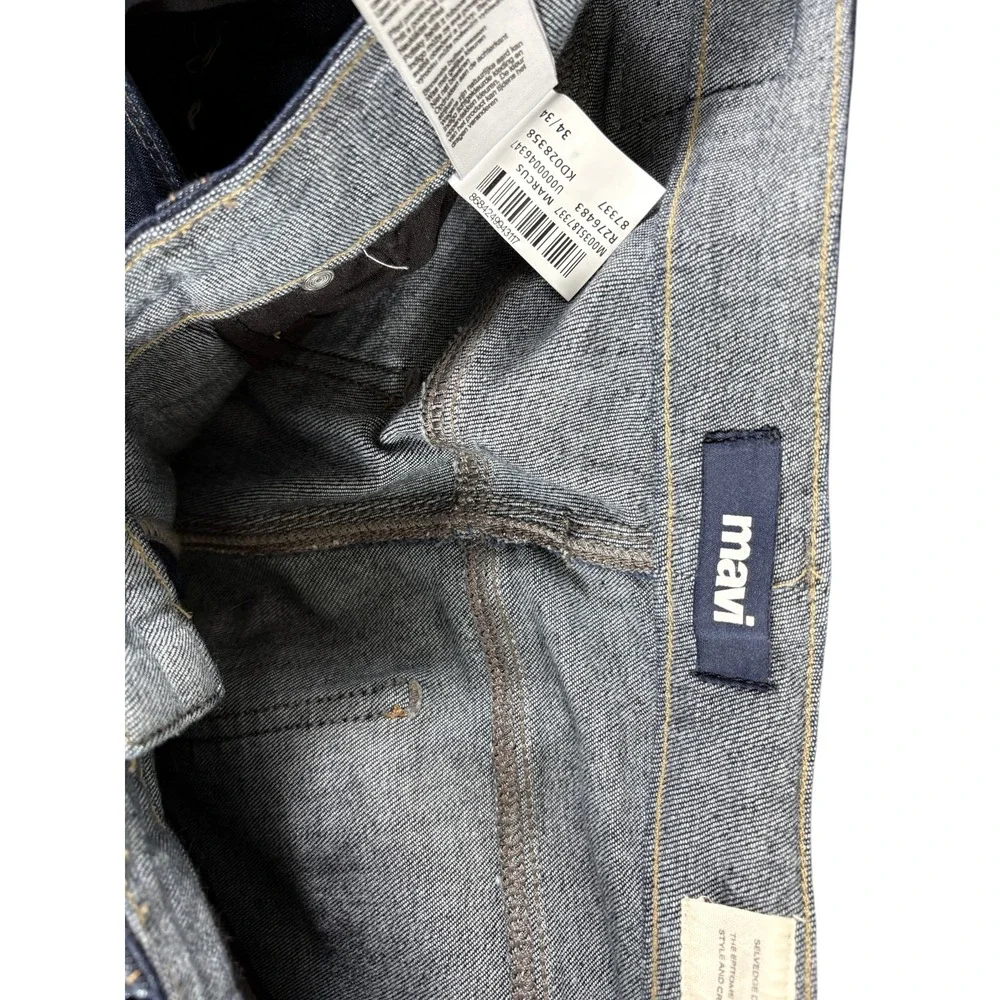 Mavi Marcus Jeans Mens 34x34 Dark Indigo Selvedge Slim Straight Premium Denim